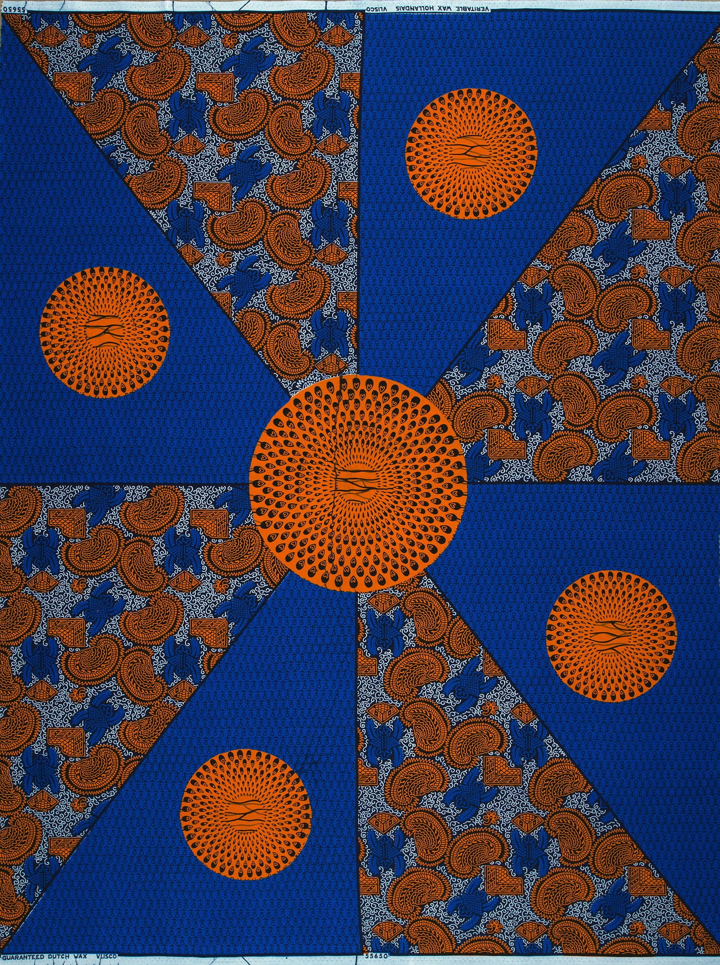 Vibrant blue orange african print wax hollandais vl55650.094