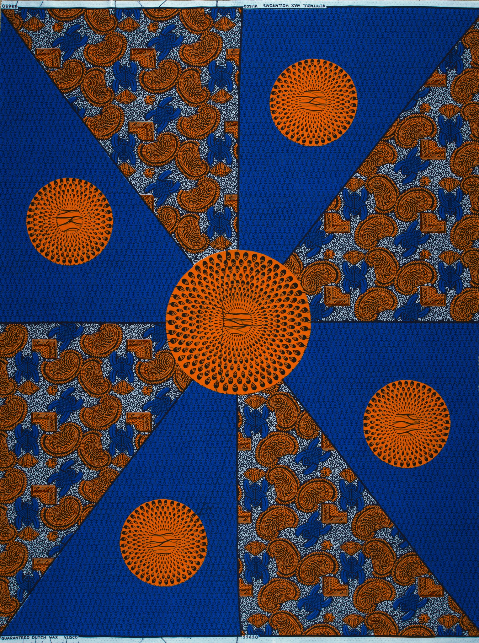 Vibrant blue orange african print wax hollandais vl55650.094