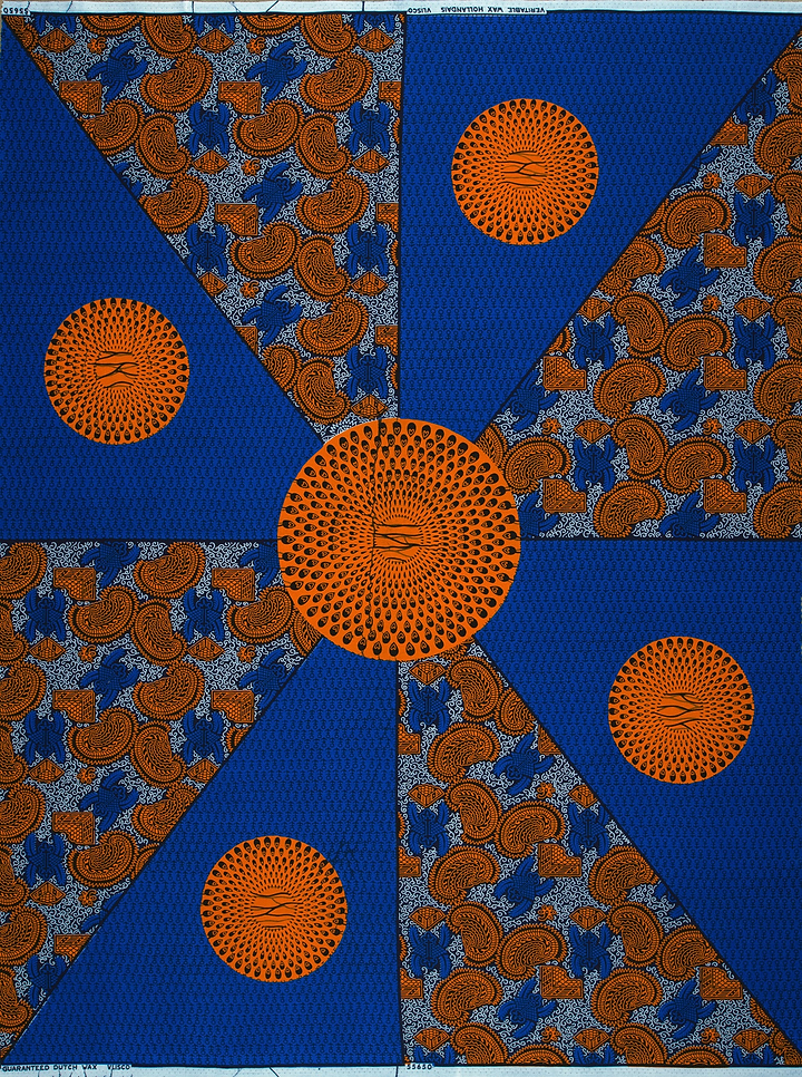 Vibrant blue orange african print wax hollandais vl55650.094
