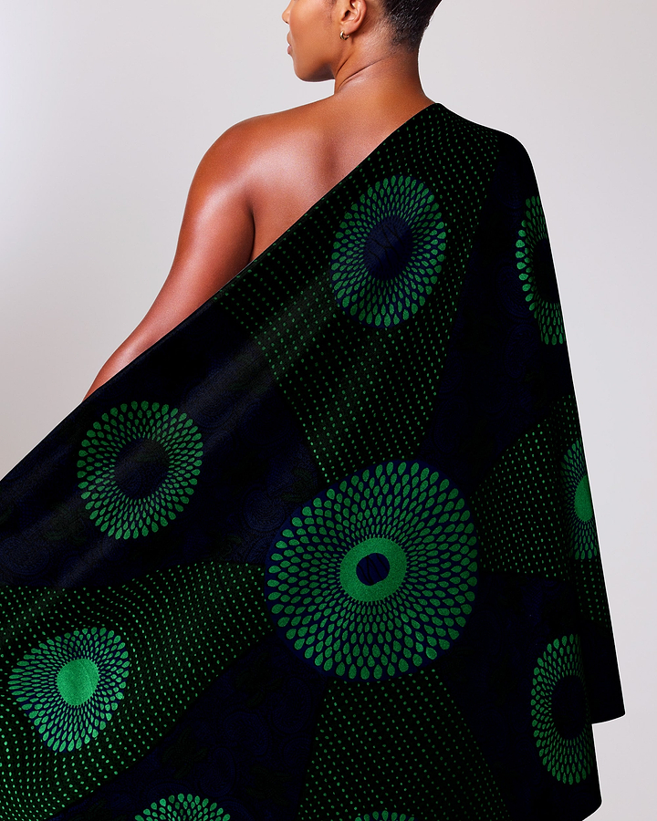 Black fabric bold green circular sky wax vl55650.144