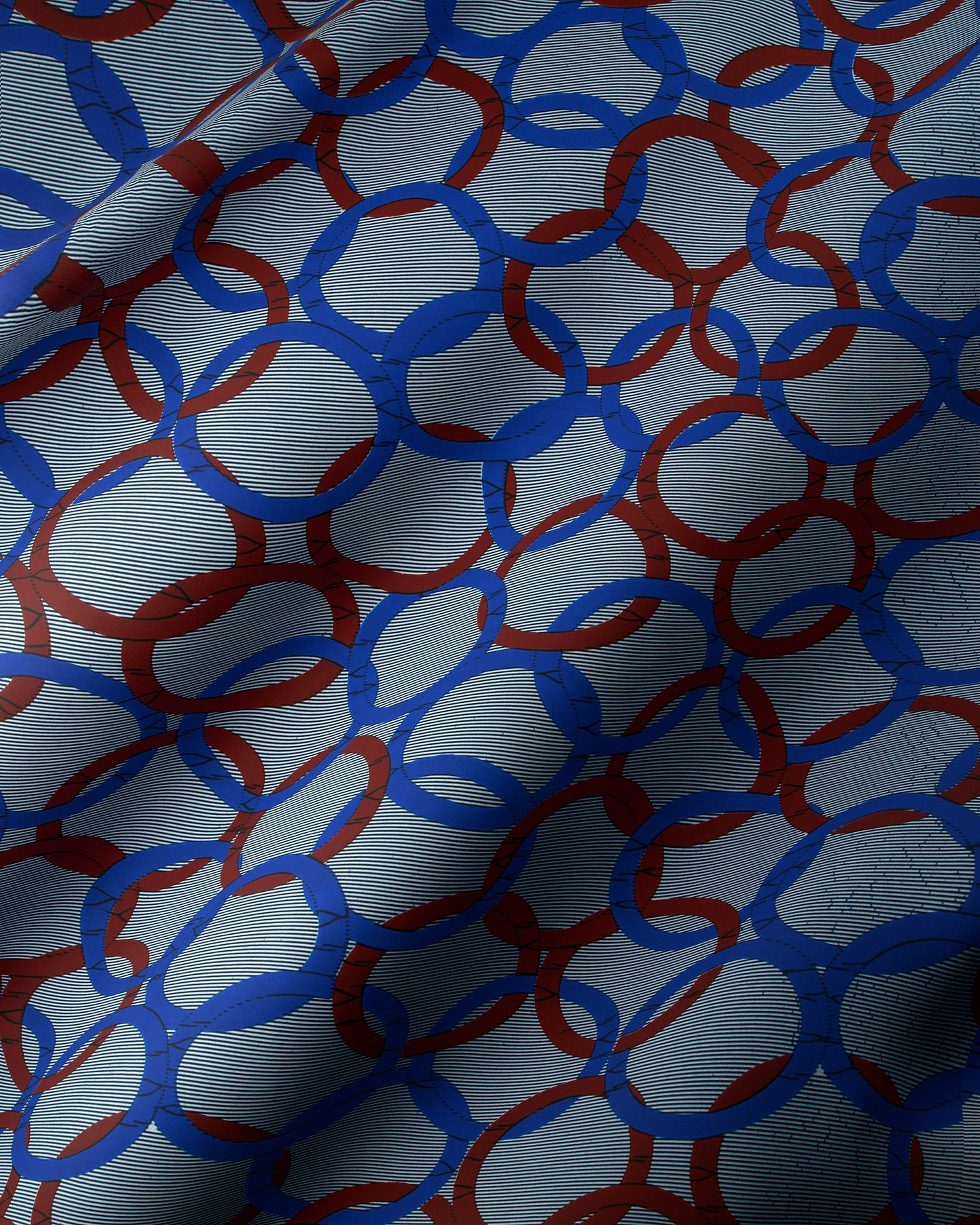 Fabric blue red circles wax hollandais vl73650.167