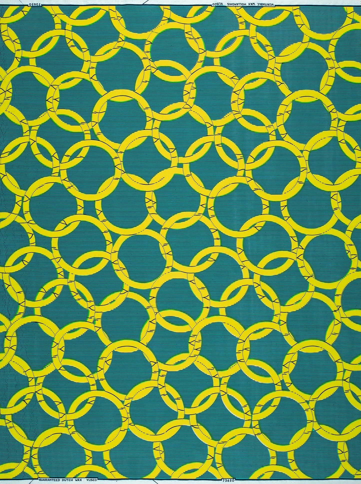 Vibrant yellow rings pattern teal wax hollandais vl73650.169