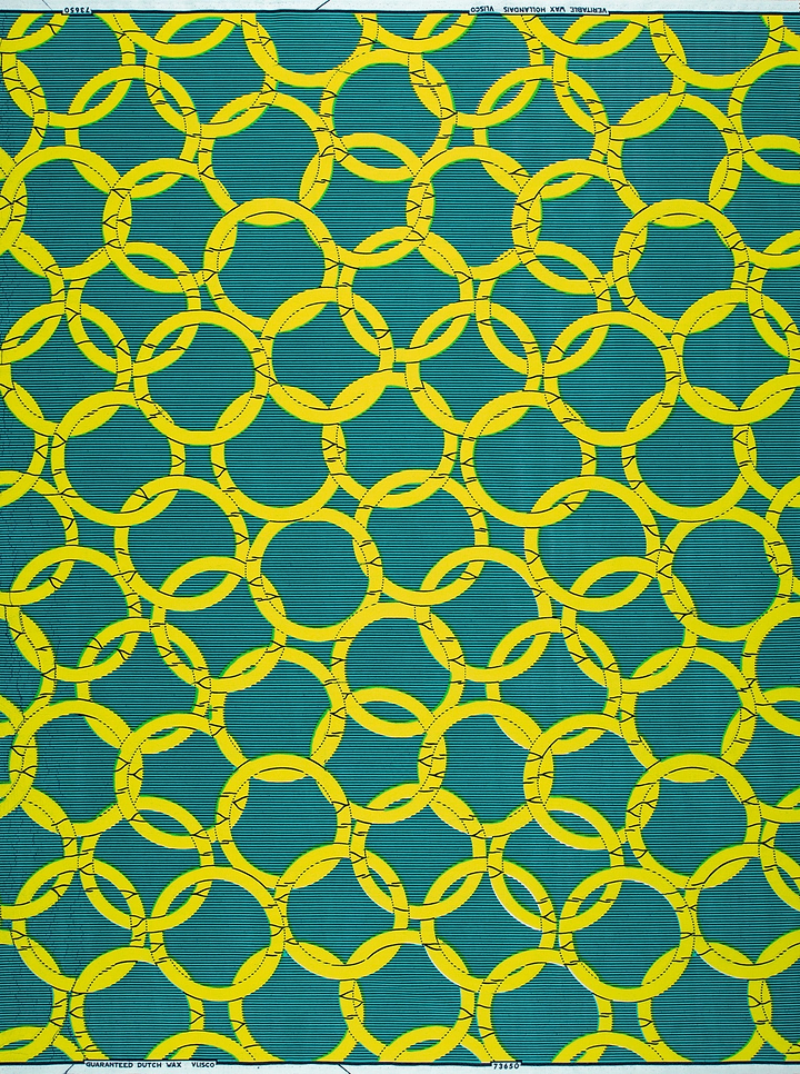 Vibrant yellow rings pattern teal wax hollandais vl73650.169