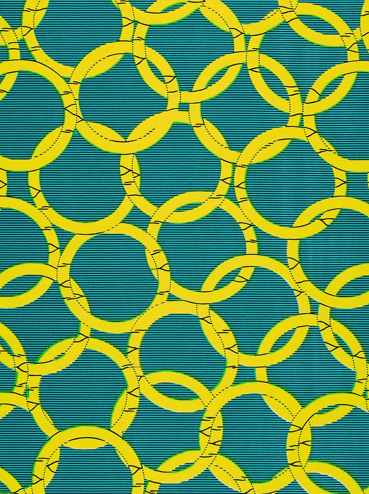 Vibrant yellow rings pattern teal wax hollandais vl73650.169