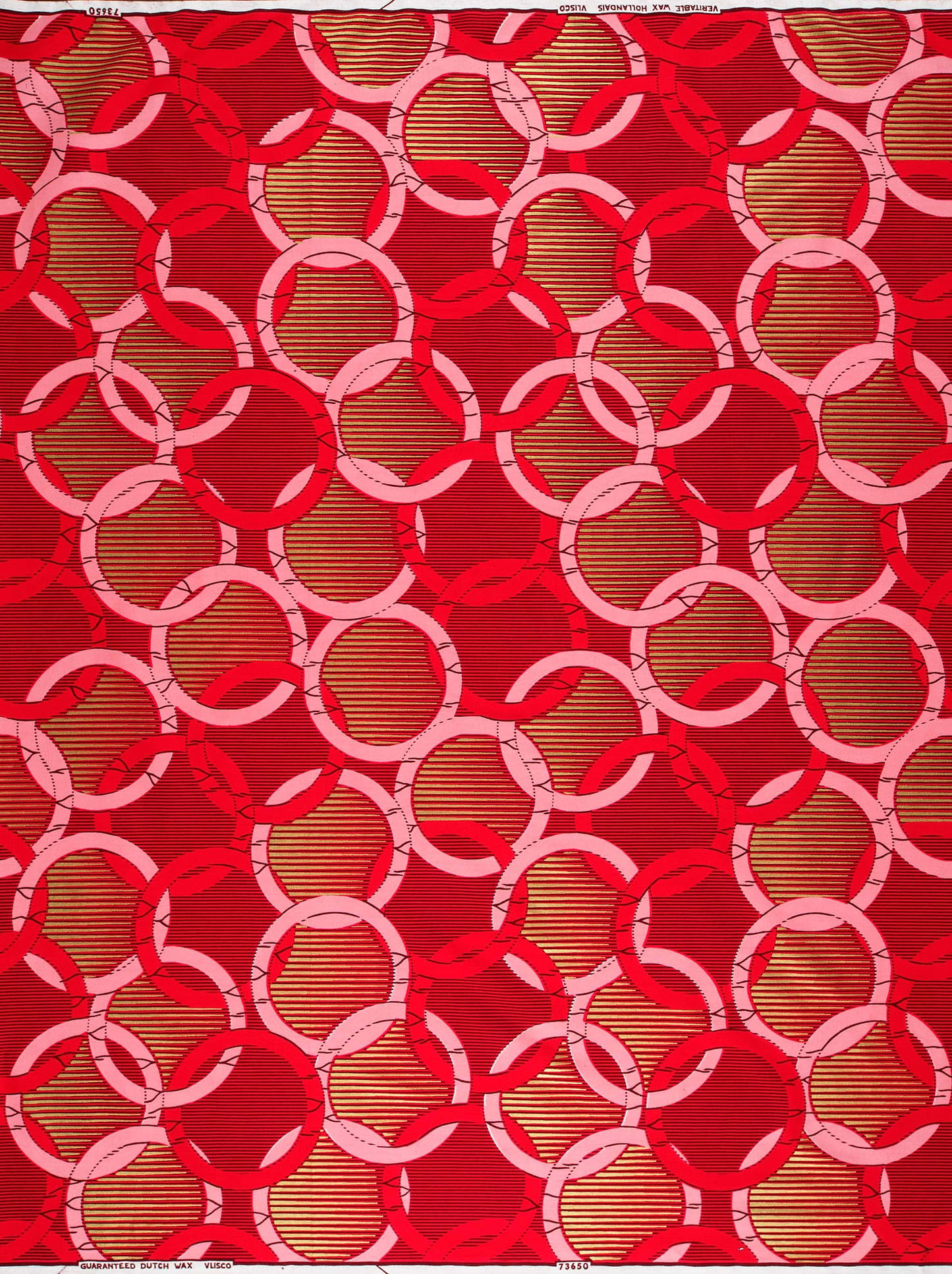 Red pink circle pattern fabric wax hollandais vl73650.239