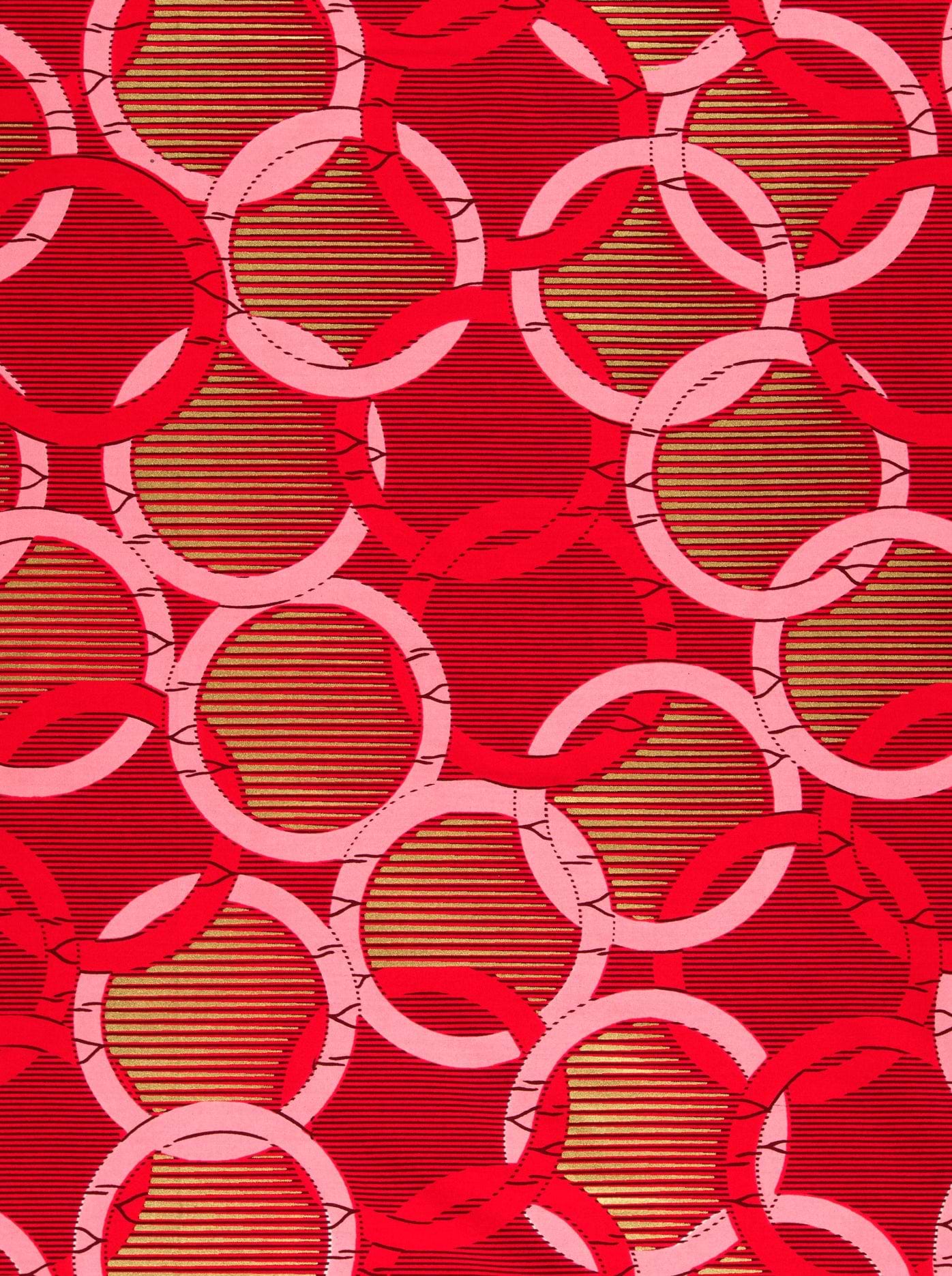 Red pink circular pattern textured wax hollandais vl73650.239