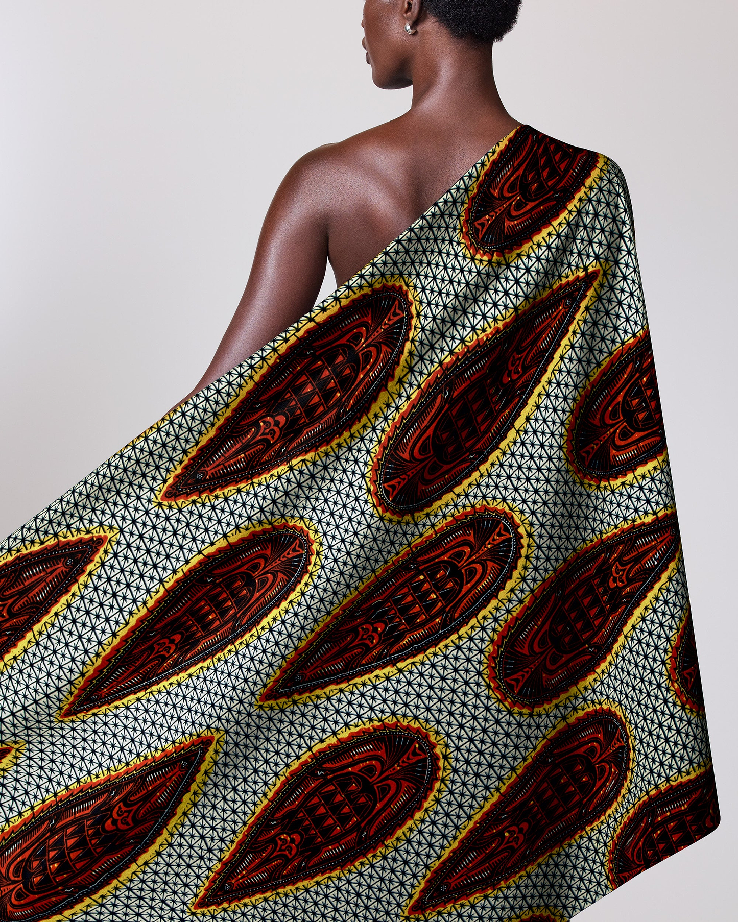 Vibrant one-shoulder wrap dress bold wax hollandais vl77150.027
