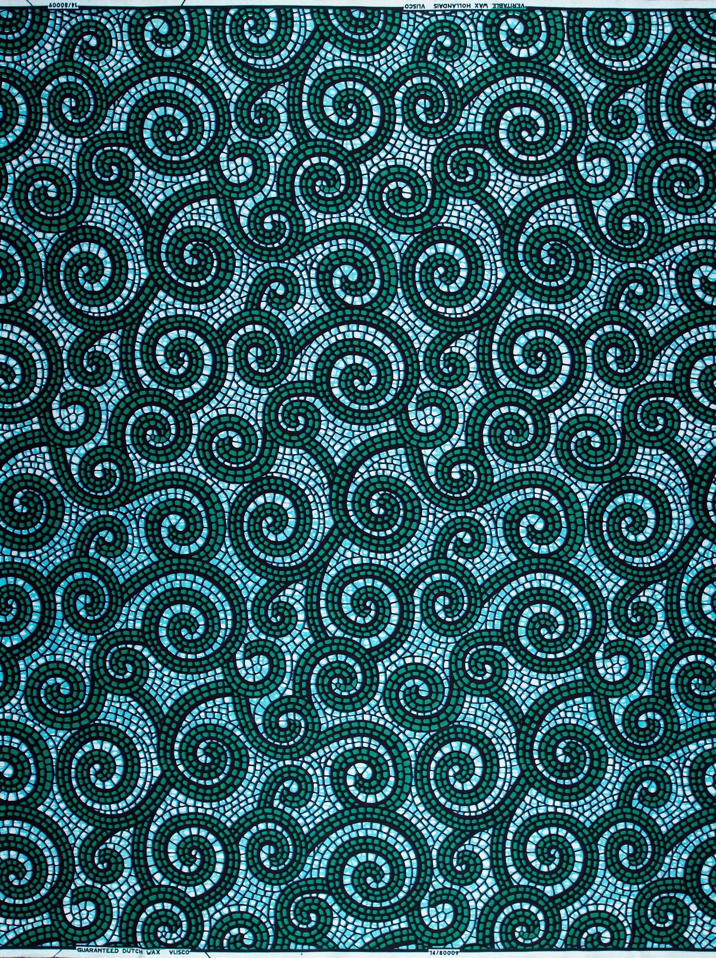 Teal dark green mosaic swirl wax hollandais vl80009.023