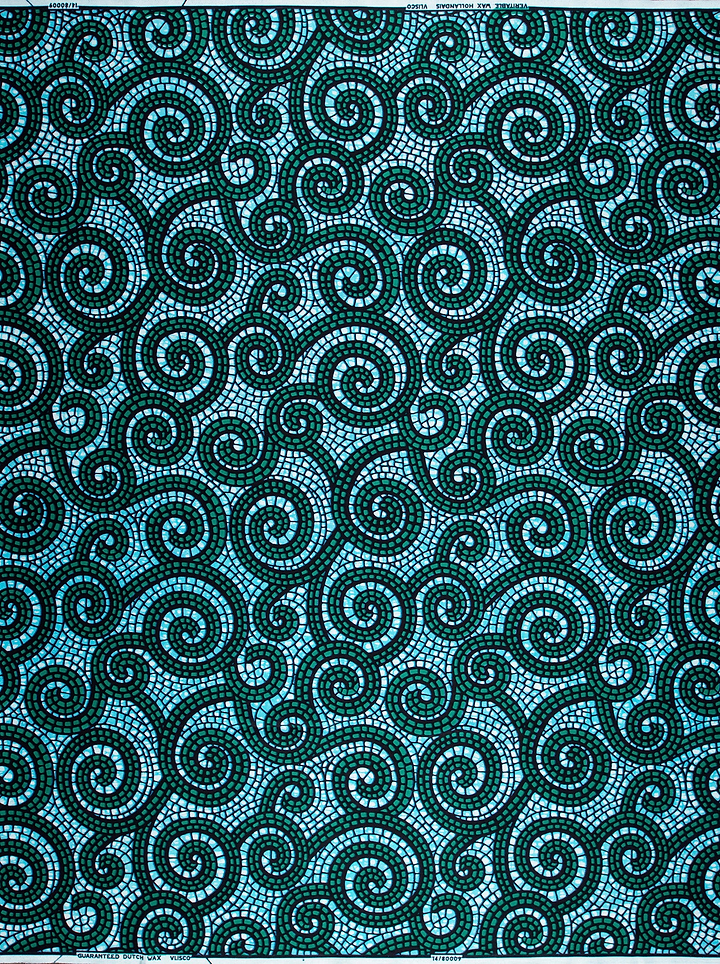 Teal dark green mosaic swirl wax hollandais vl80009.023
