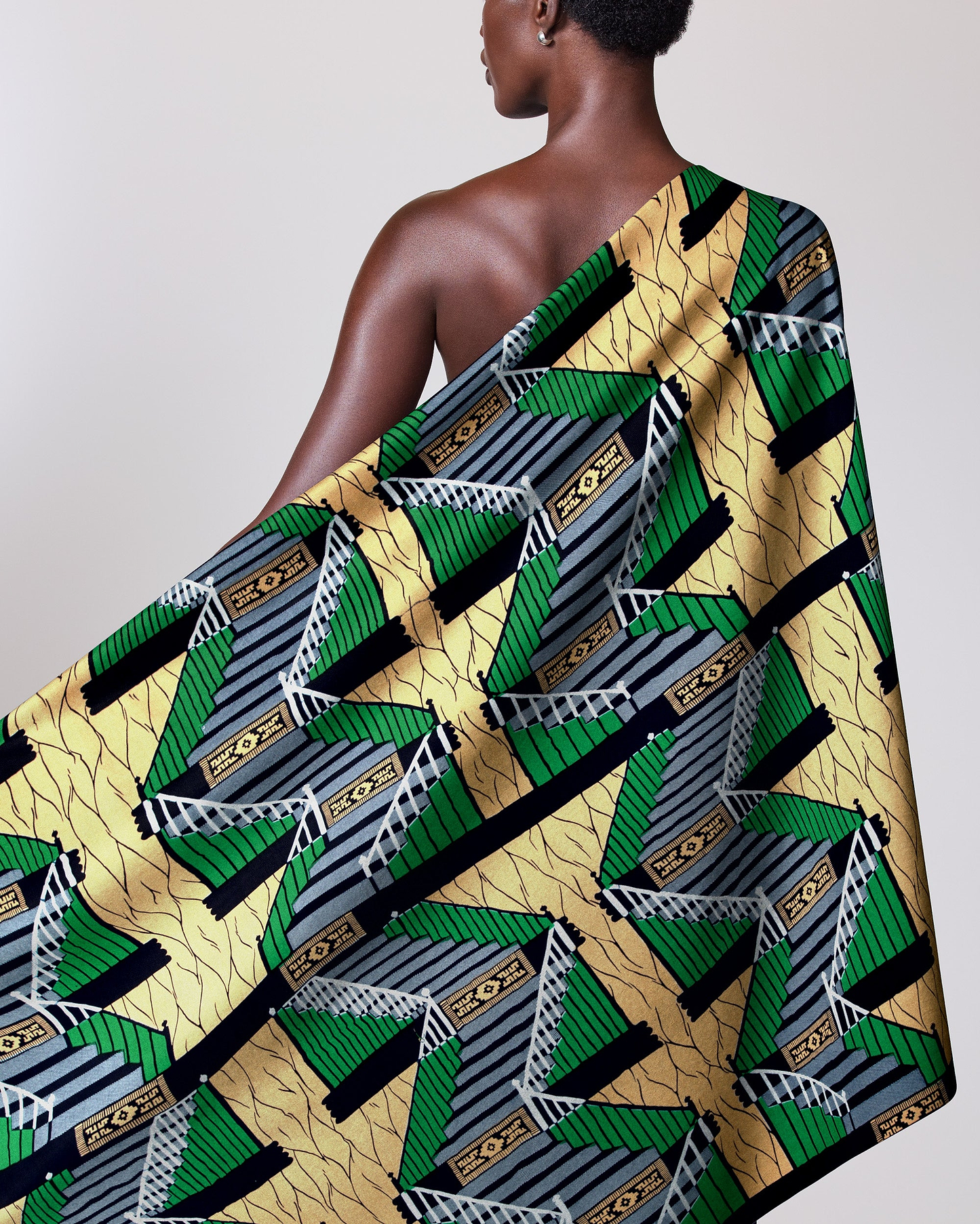 Vibrant one-shoulder wrap dress bold wax hollandais vl80021.076