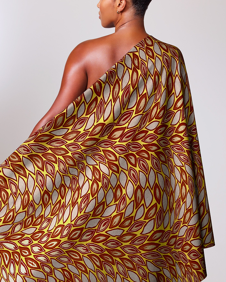 Vibrant yellow rust-red beige geometric-patterned wax hollandais vl80022.006