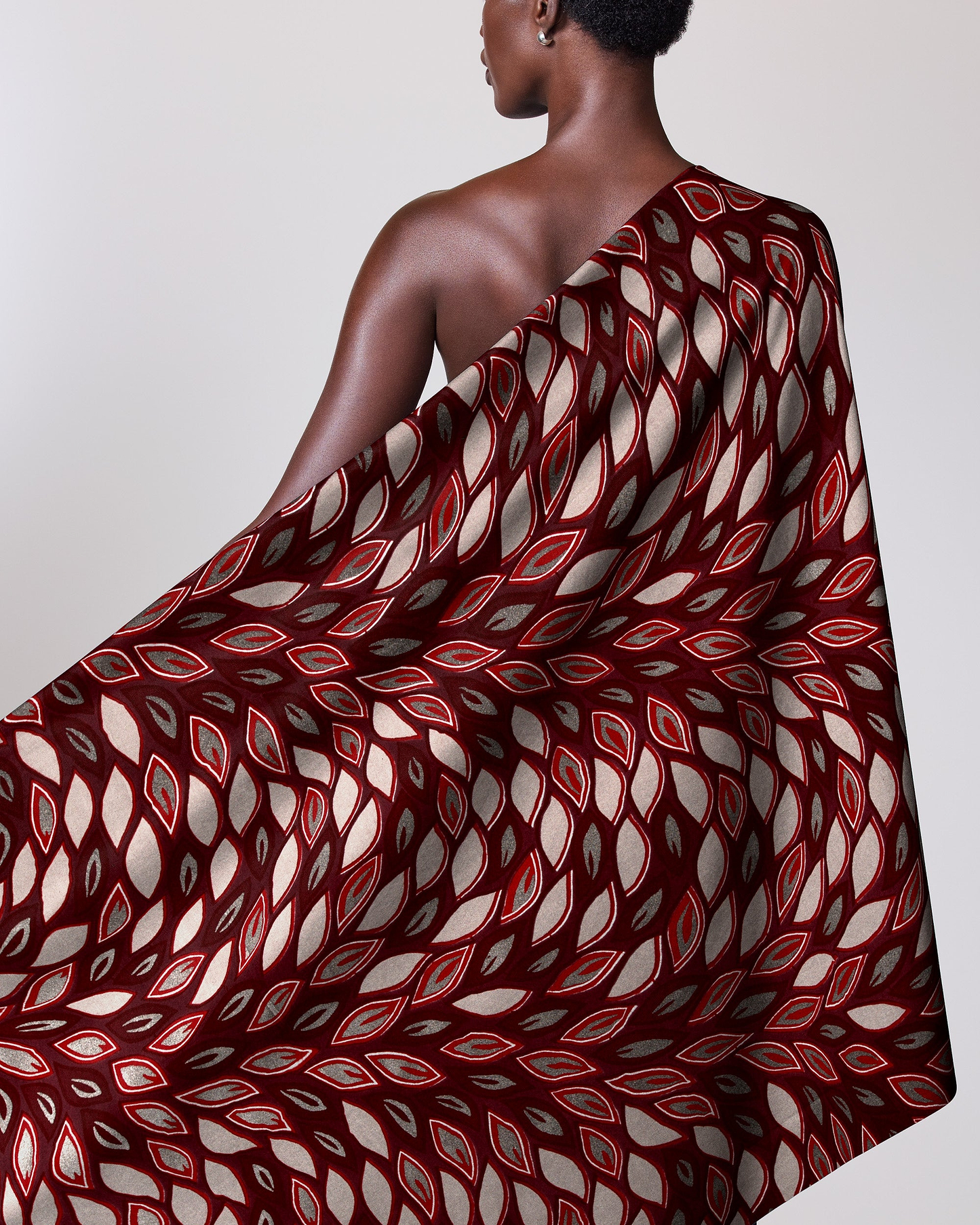 One-shoulder wrap dress rich burgundy wax hollandais vl80022.007