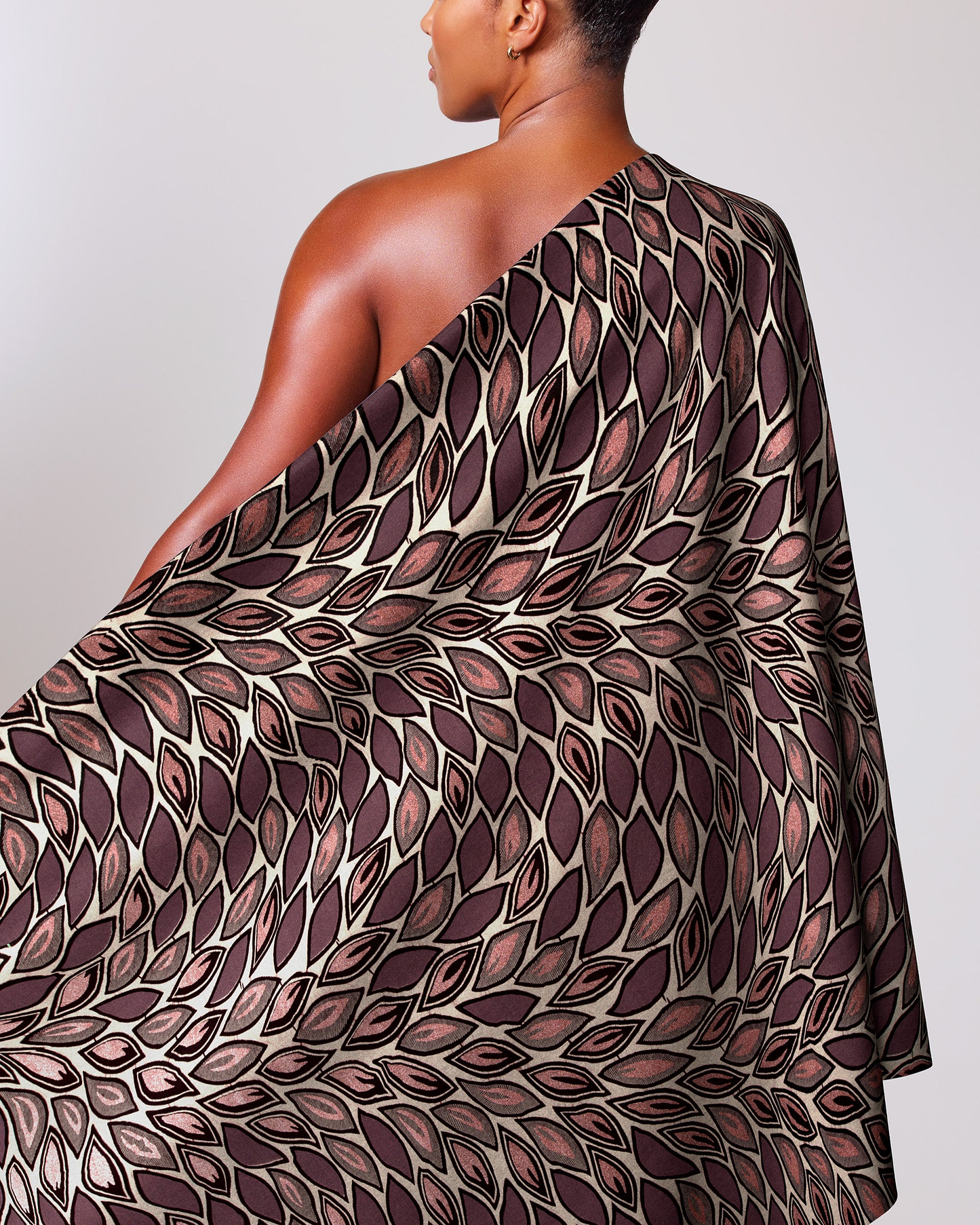 One-shoulder wrap dress rich burgundy wax hollandais vl80022.008