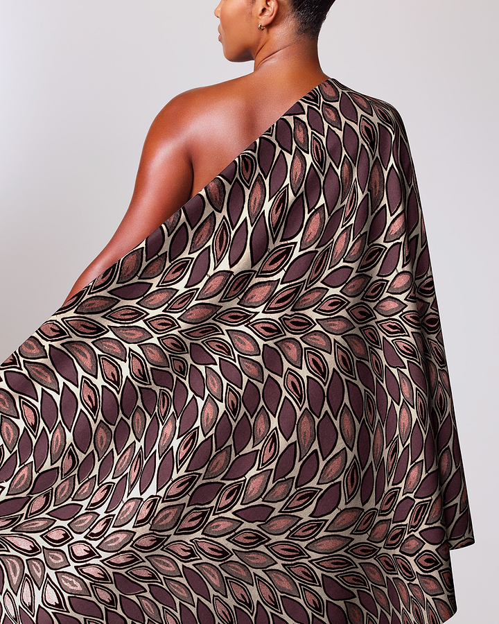 One-shoulder wrap dress rich burgundy wax hollandais vl80022.008
