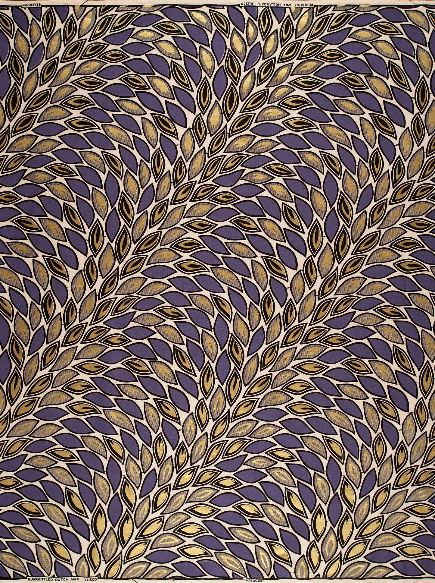 Purple gold leaf-patterned fabric stylized wax hollandais vl80022.009
