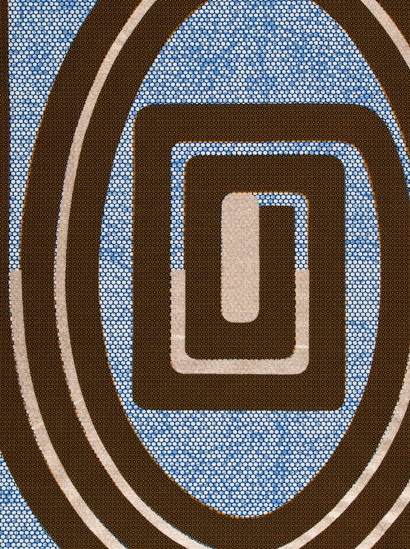 Blue brown geometric patterned fabric wax hollandais vla0196.126