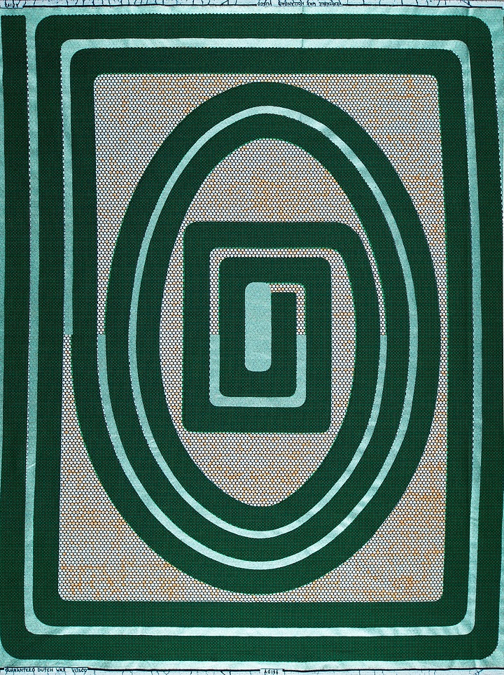 Green teal geometric patterned textile wax hollandais vla0196.127