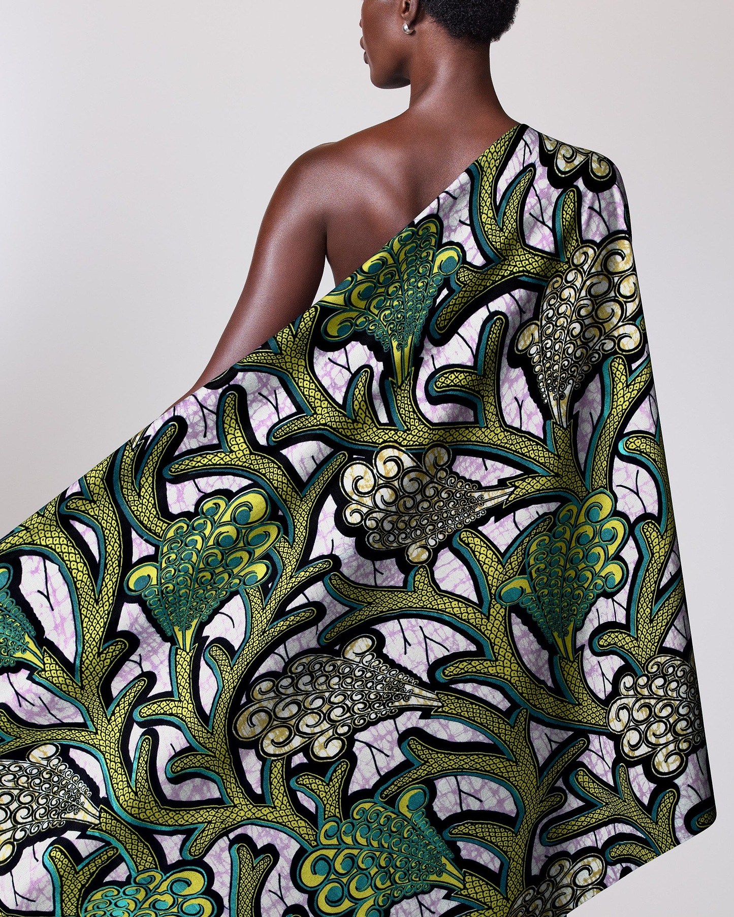Vibrant green black patterned fabric super-wax vla0374.028