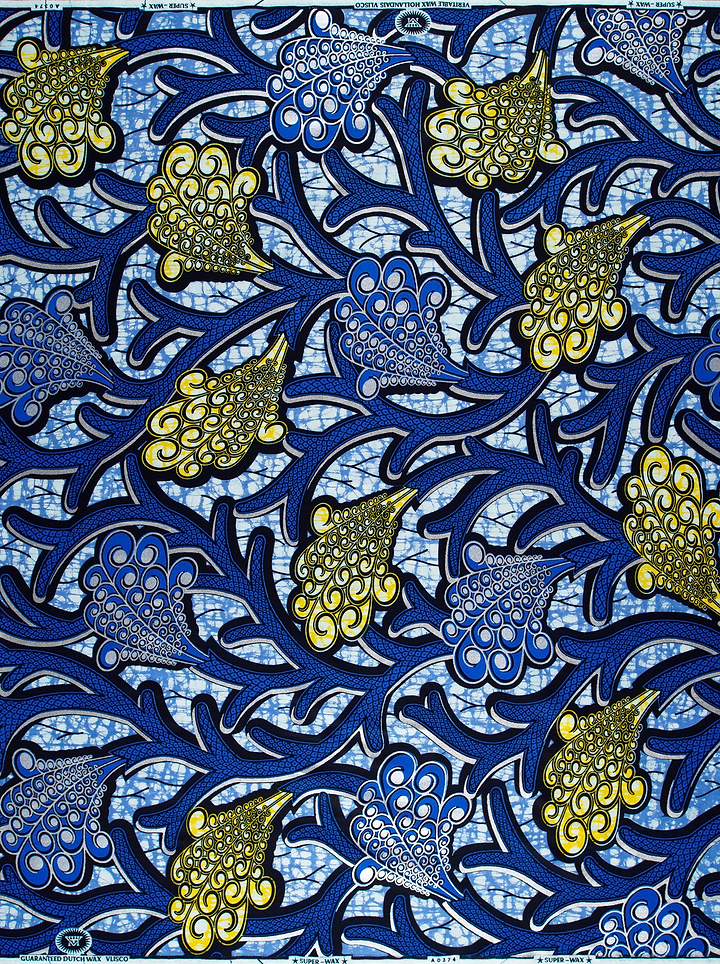Vibrant blue gold african print super-wax vla0374.029