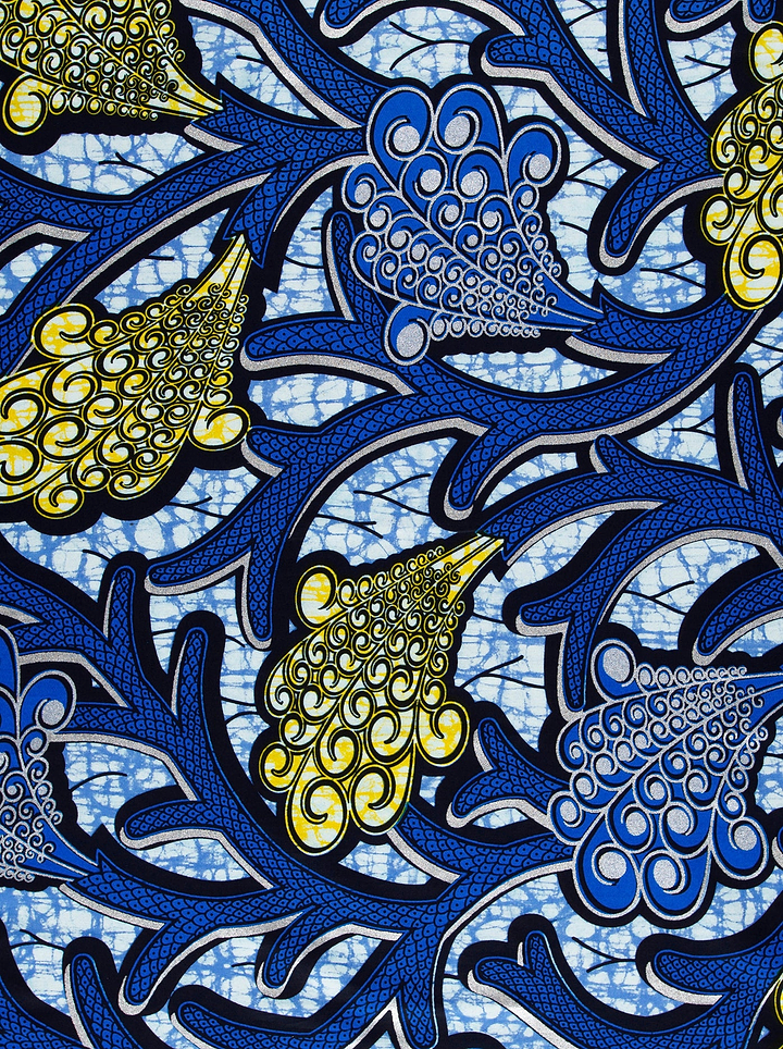 Vibrant blue gold african print super-wax vla0374.029
