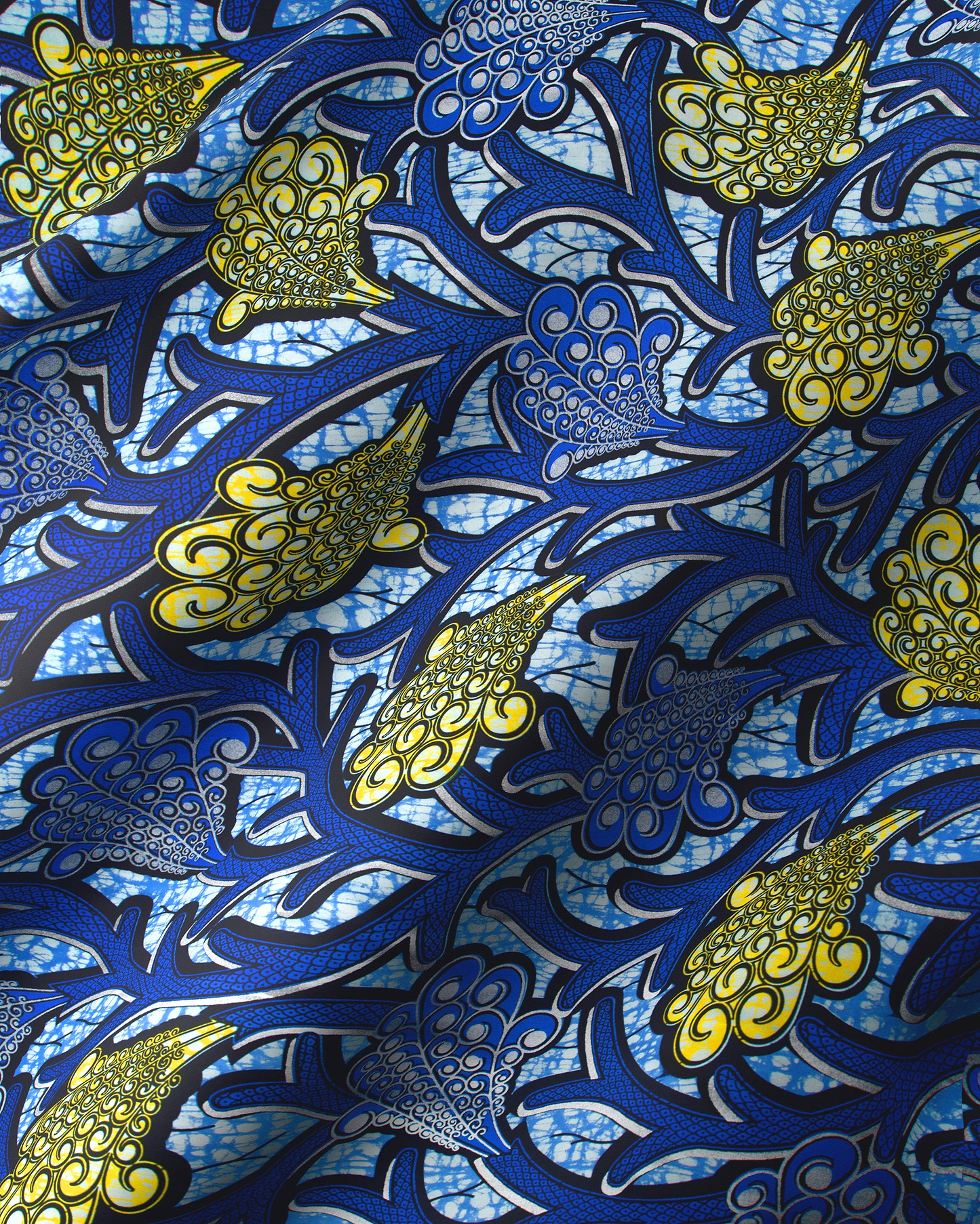 Vibrant blue yellow african print super-wax vla0374.029