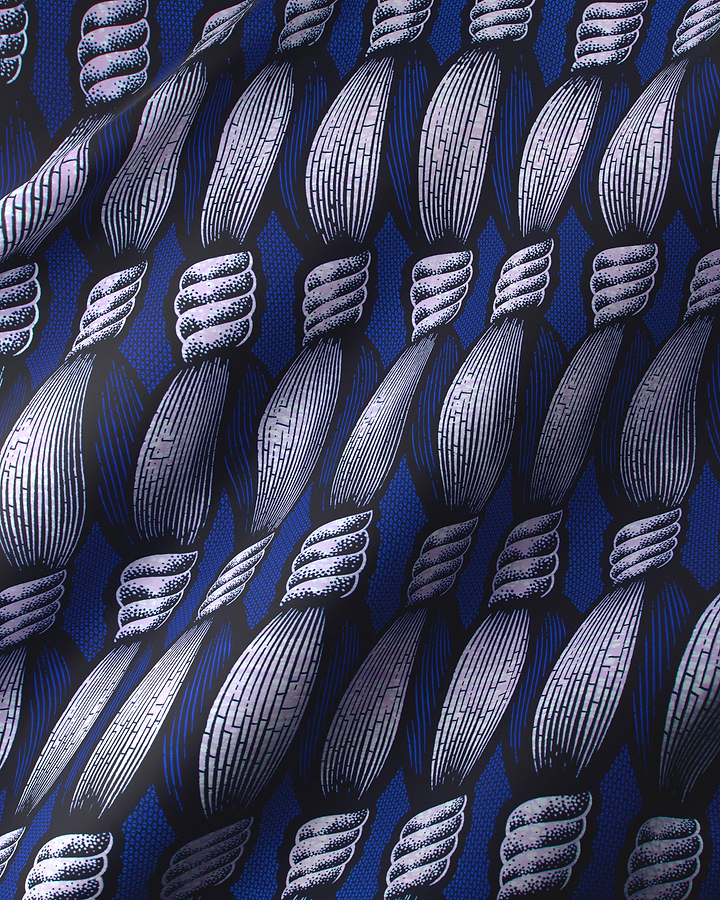 Blue fabric pattern stylized textured wax hollandais vla0840.012