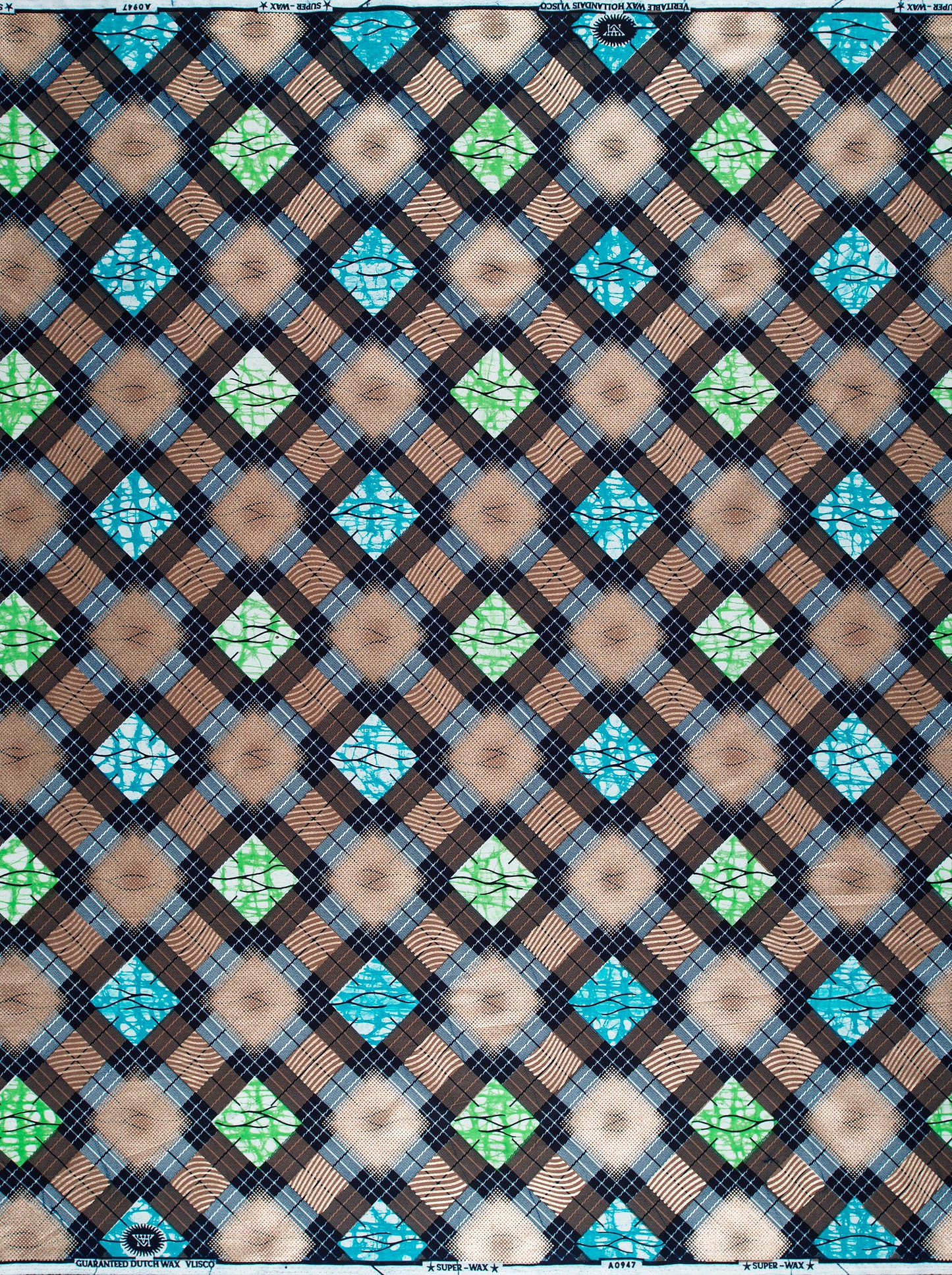 Tartan-patterned fabric diamond design brown super-wax vla0947.065