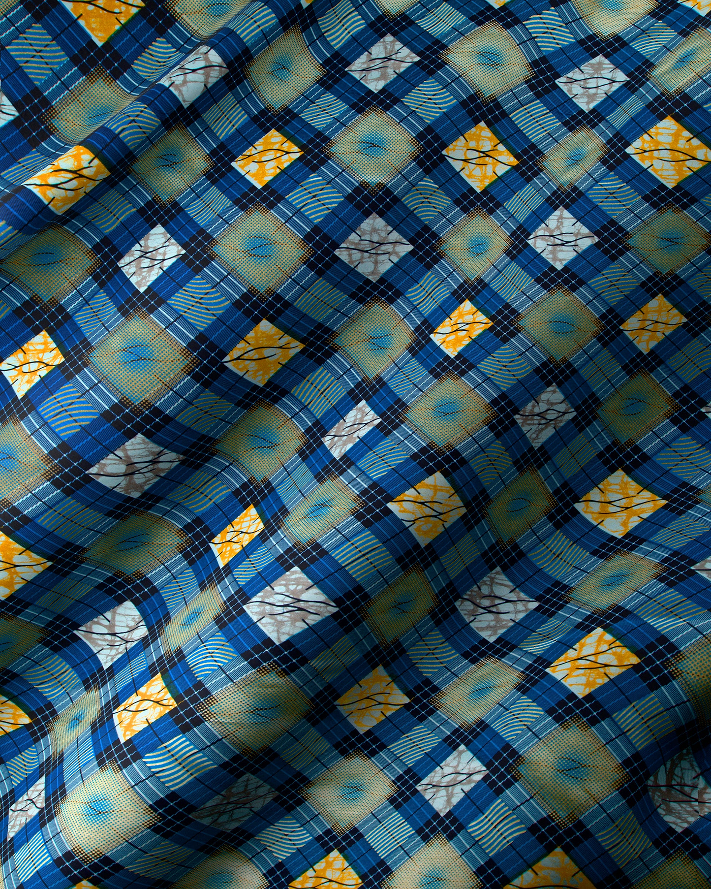 Blue yellow plaid fabric pattern super-wax vla0947.066