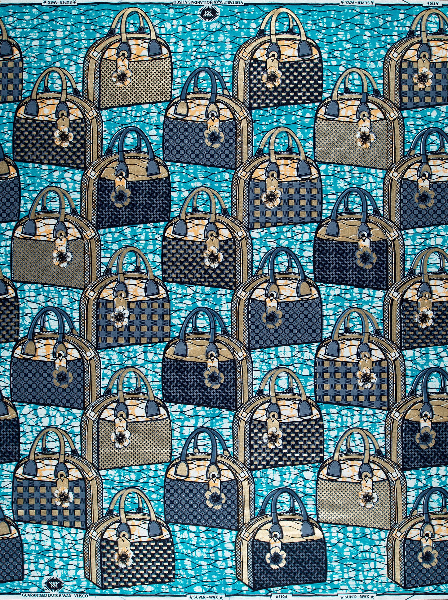 Blue beige patterned handbag design super-wax vla1106.109