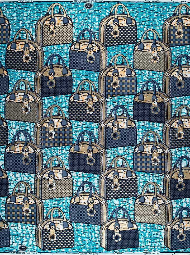 Blue beige patterned handbag design super-wax vla1106.109