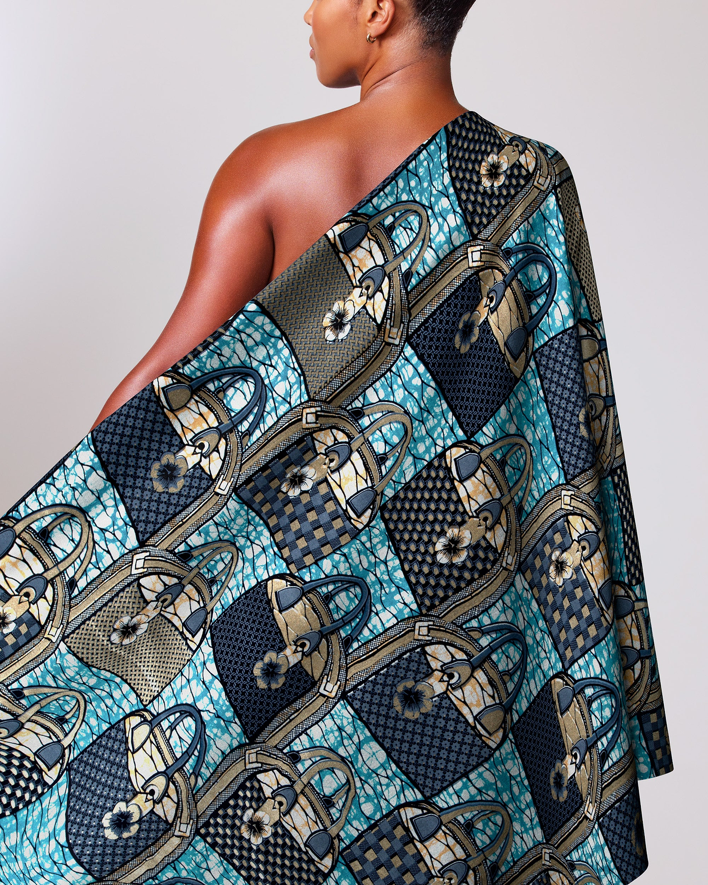 Vibrant turquoise navy blue african super-wax vla1106.109