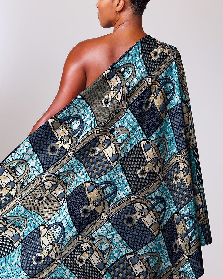 Vibrant turquoise navy blue african super-wax vla1106.109