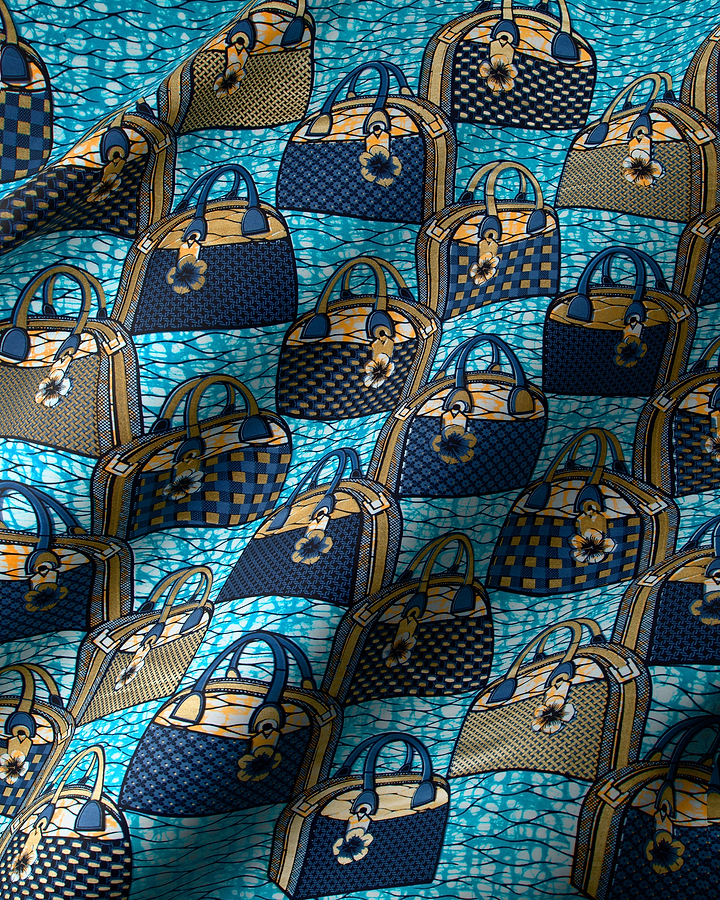 Blue beige handbag pattern printed super-wax vla1106.109