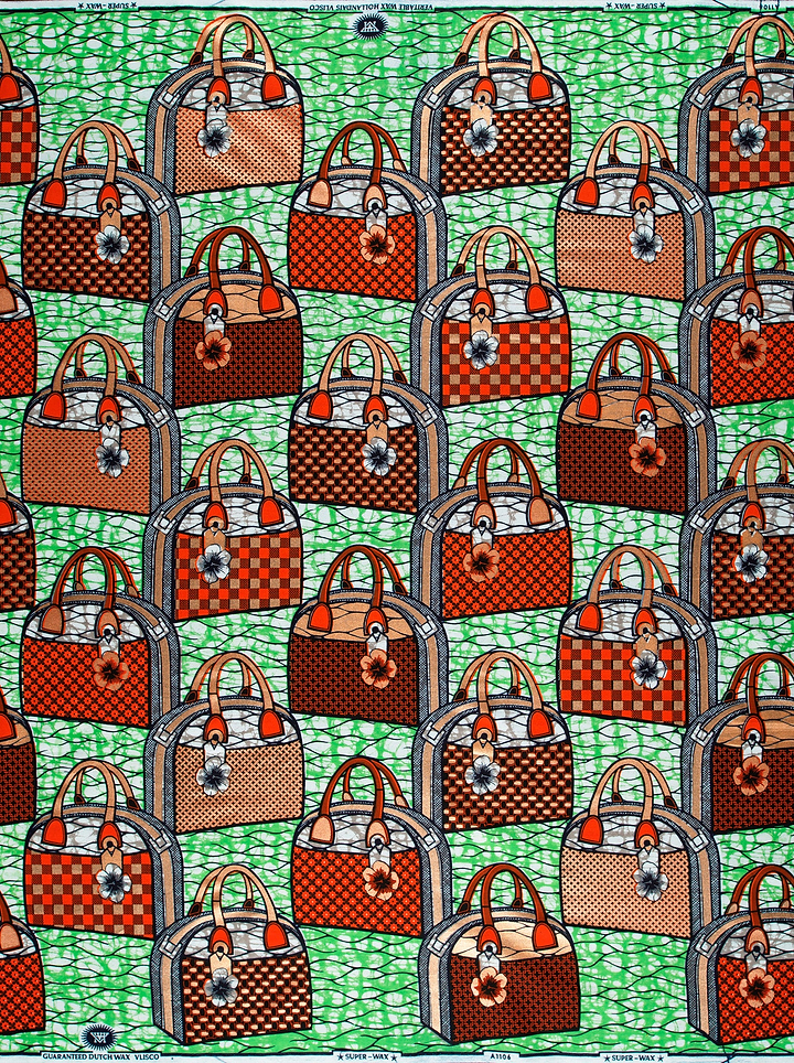 Red brown patterned handbags floral super-wax vla1106.110
