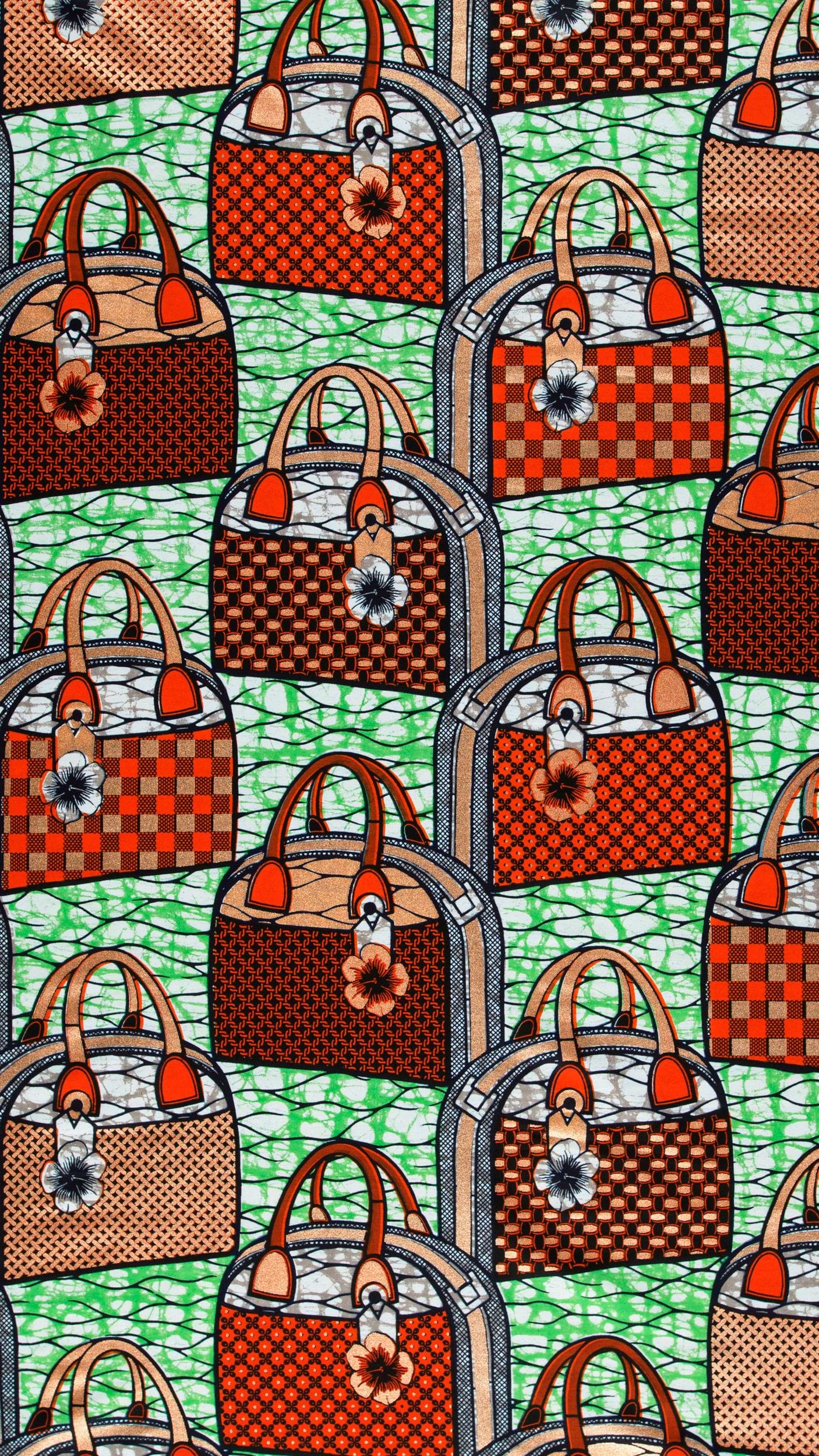 Red brown patterned handbags floral super-wax vla1106.110