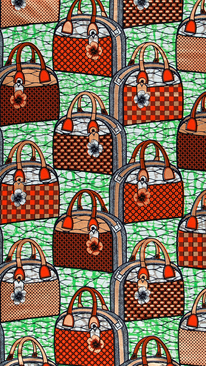 Red brown patterned handbags floral super-wax vla1106.110