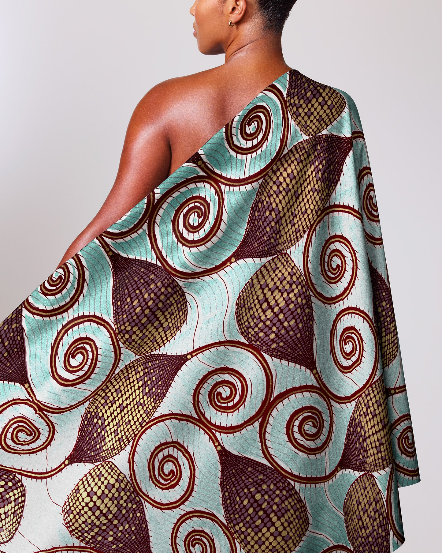 One-shoulder dress vibrant teal brown wax glitterglam vla1230.044