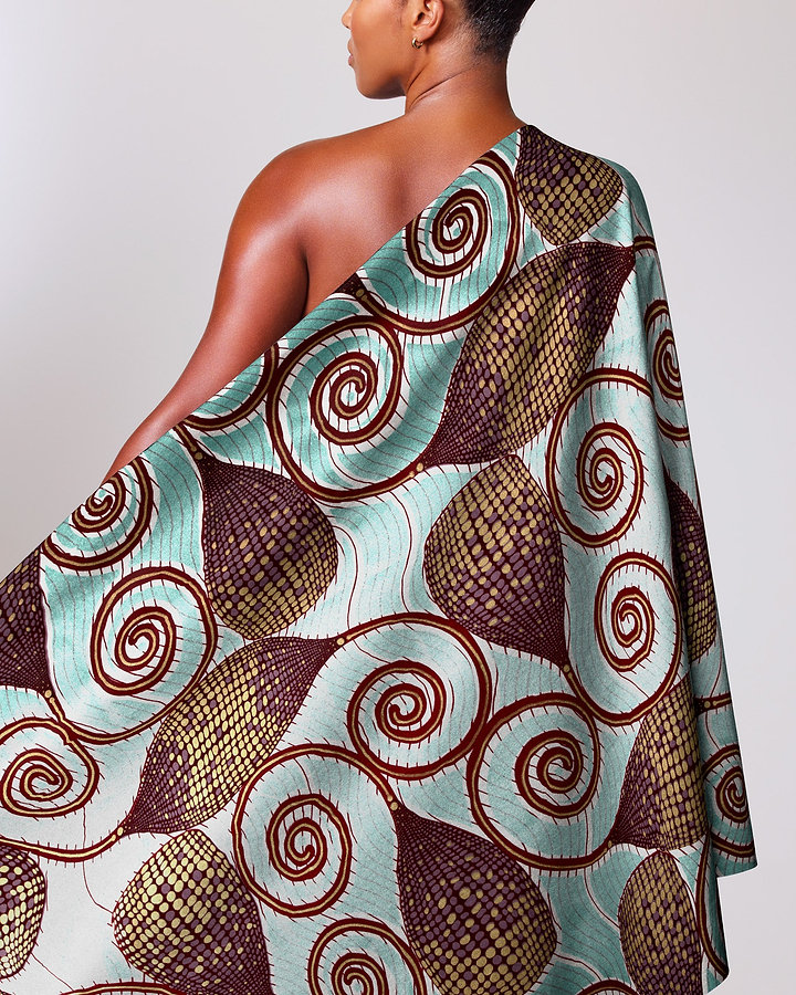 One-shoulder dress vibrant teal brown wax glitterglam vla1230.044