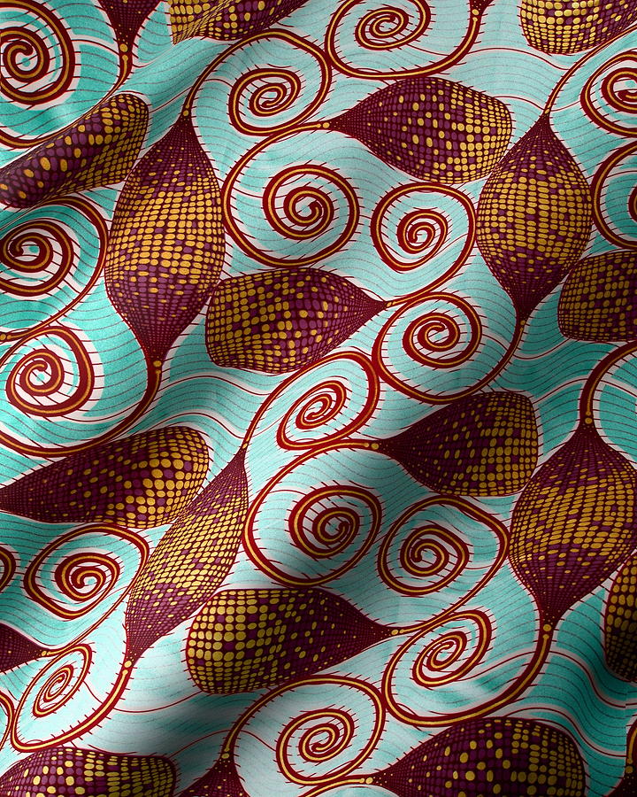 Vibrant turquoise fabric bold patterns wax glitterglam vla1230.044