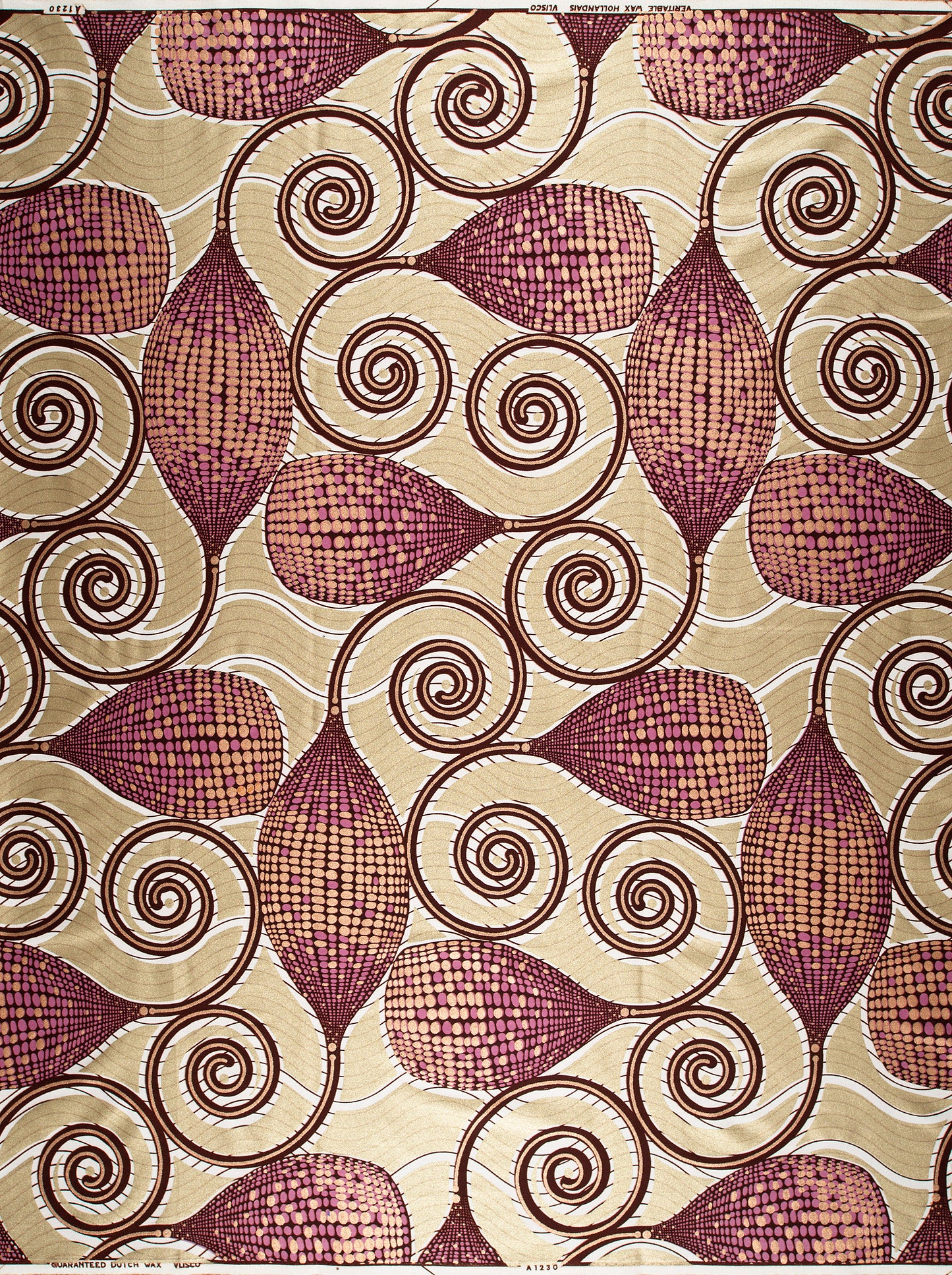 Beige maroon patterned african print wax glitterglam vla1230.045