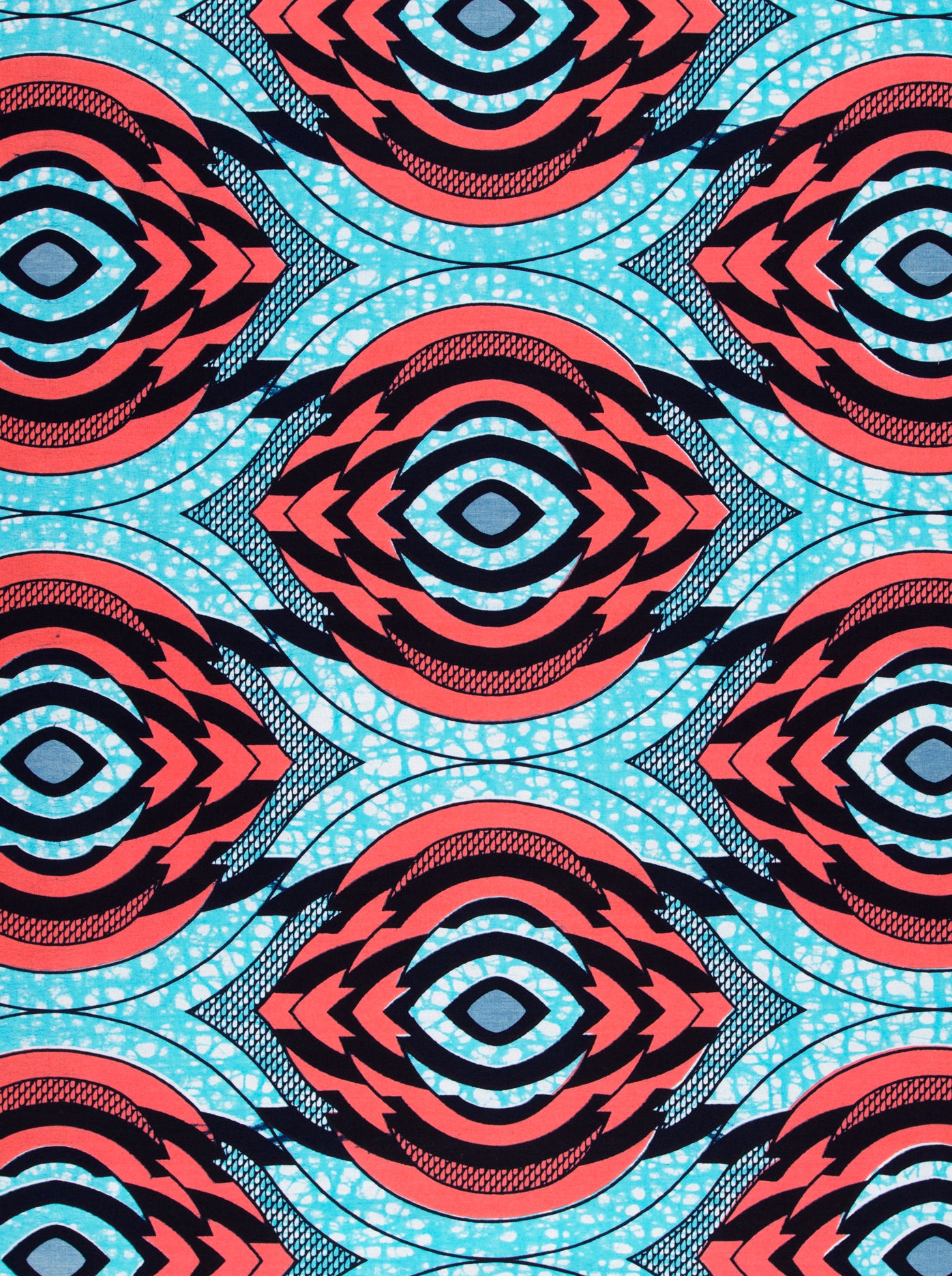 Vibrant red black geometric eye wax hollandais vla1314.022