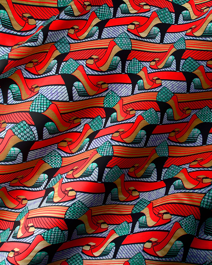 Vibrant red high-heeled shoes green super-wax vla1450.070