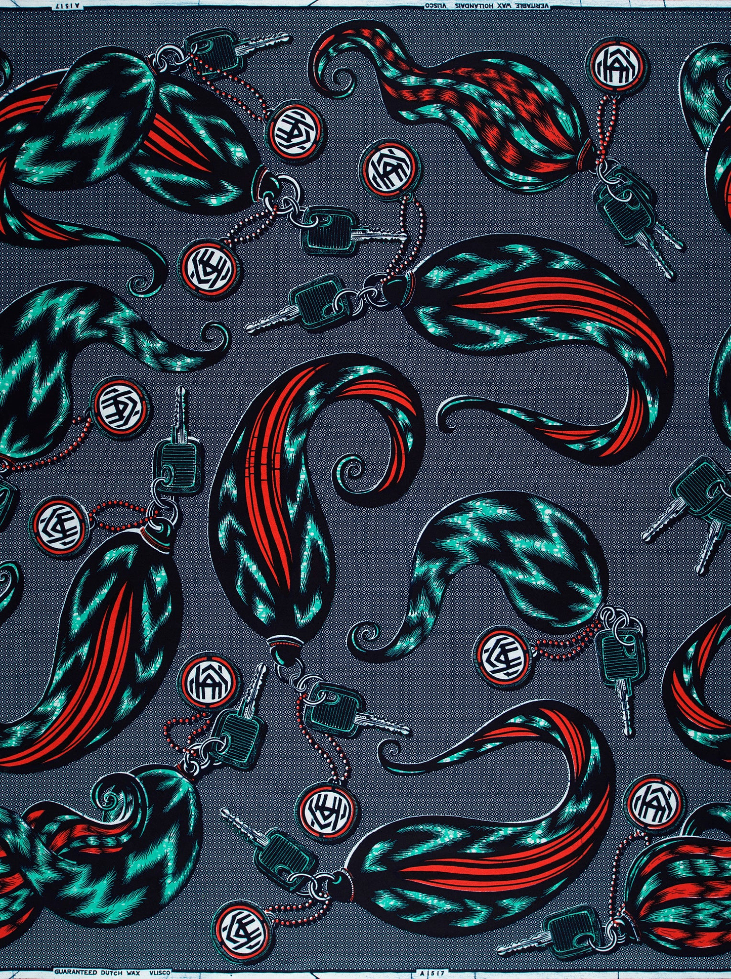 Vibrant teal red paisley-patterned fabric wax hollandais vla1517.049