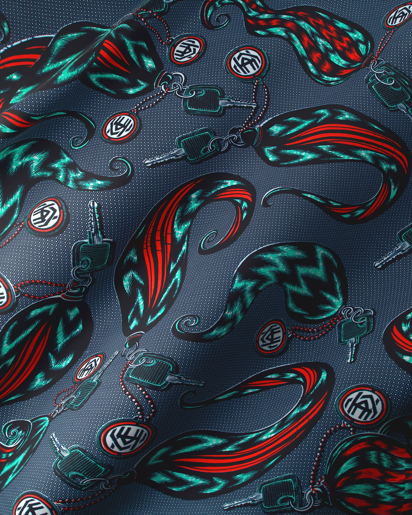 Dark blue fabric pattern teal wax hollandais vla1517.049
