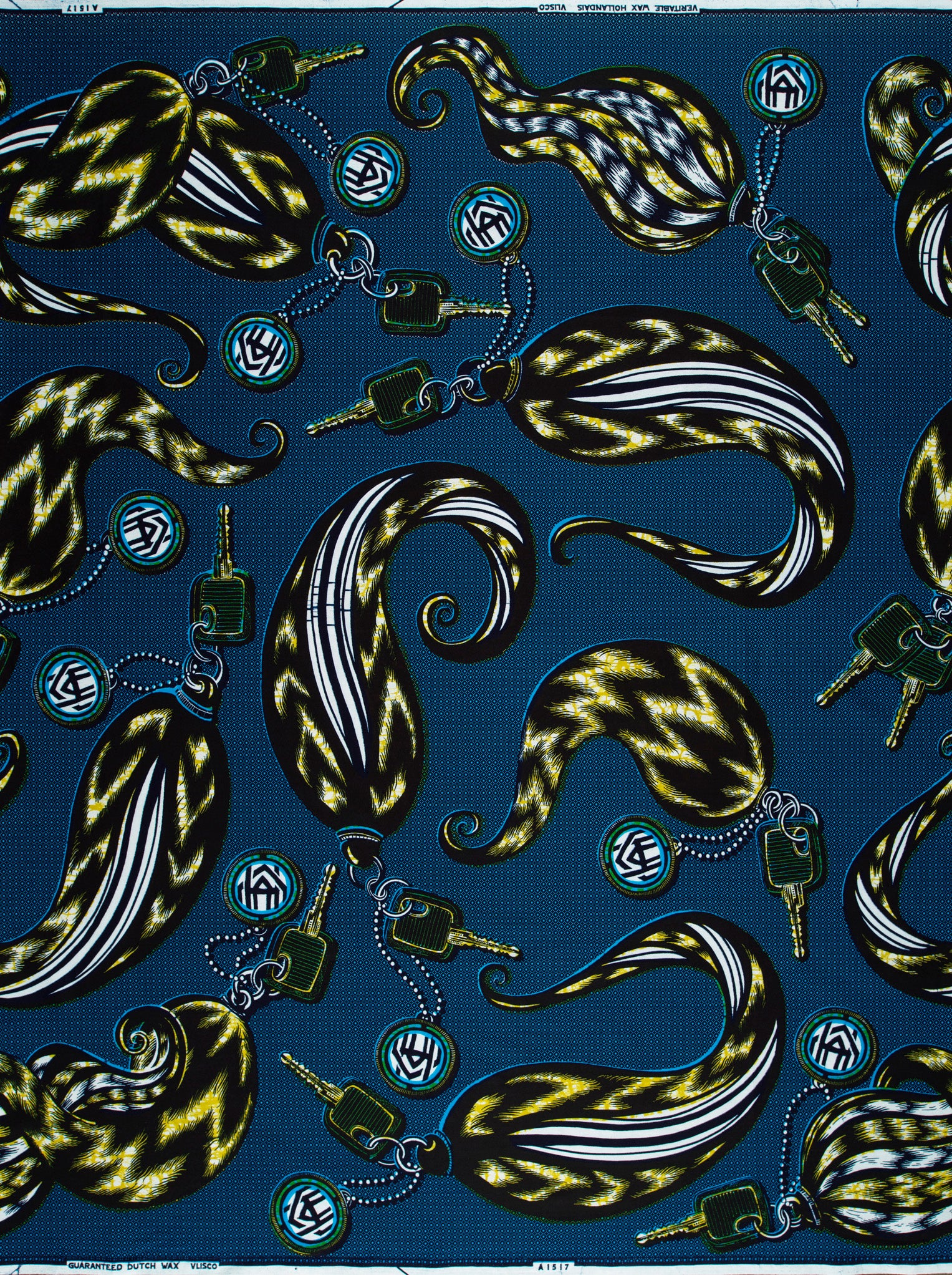 Dark blue fabric pattern stylized wax hollandais vla1517.050