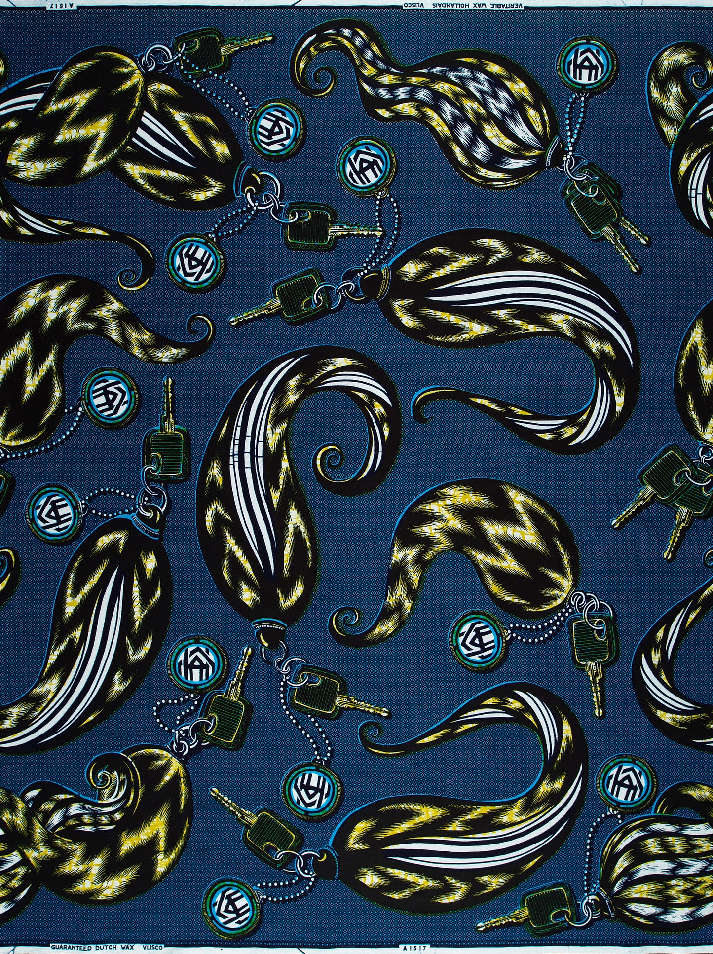 Dark blue fabric pattern stylized wax hollandais vla1517.050
