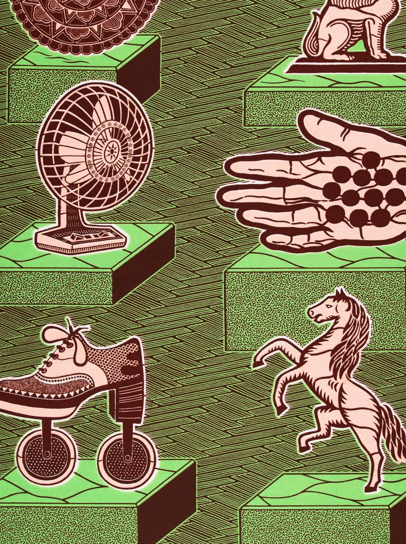 Stylized illustration vintage-style fan intricate wax hollandais vla1617.040