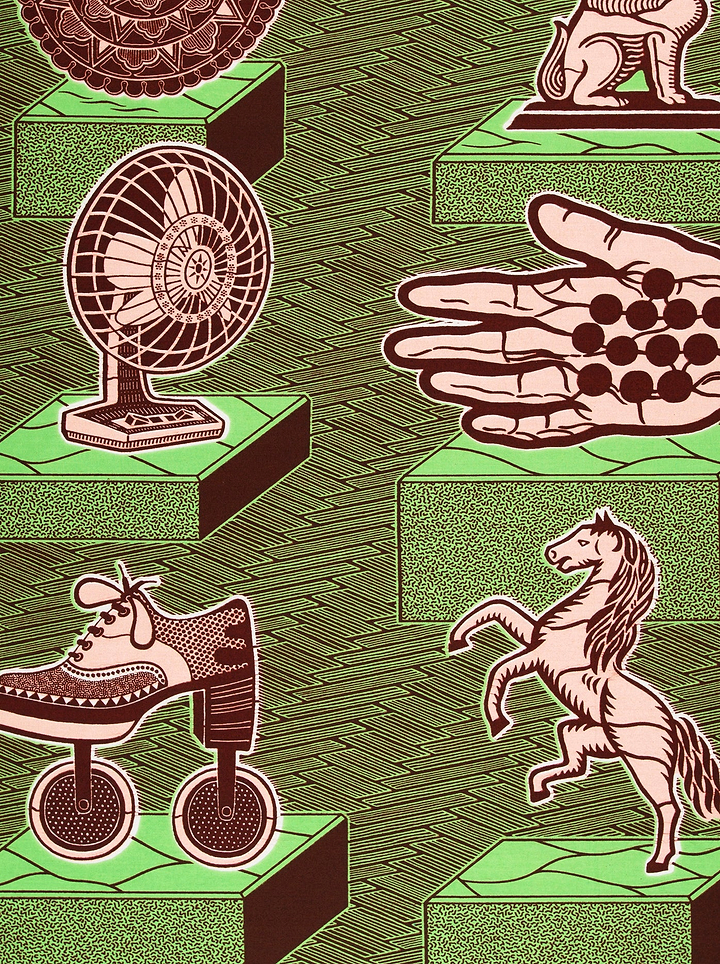 Stylized illustration vintage-style fan intricate wax hollandais vla1617.040