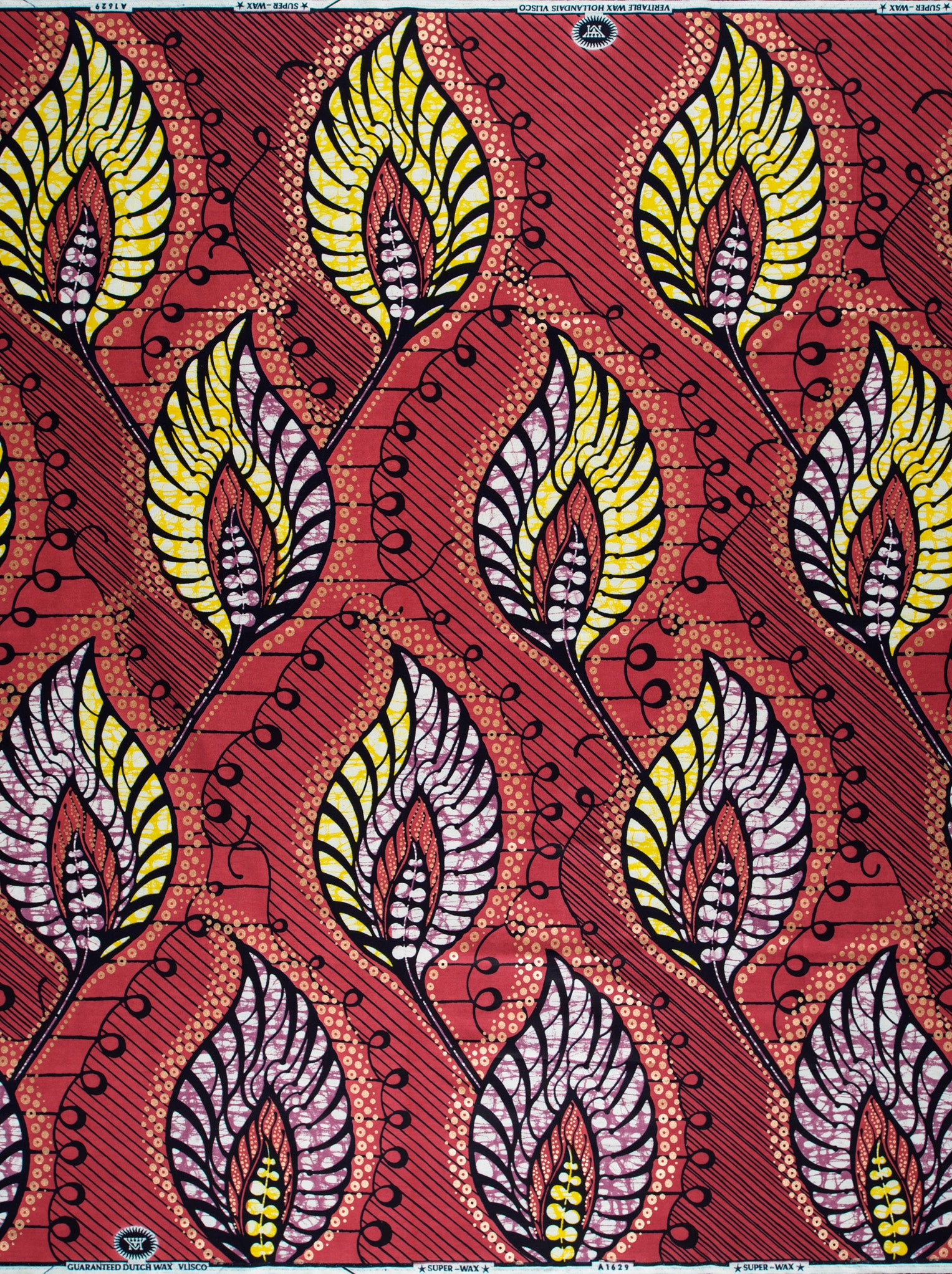 Vibrant red african print fabric super-wax vla1629.034