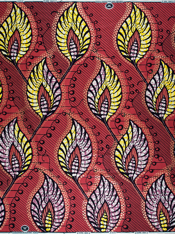 Vibrant red african print fabric super-wax vla1629.034